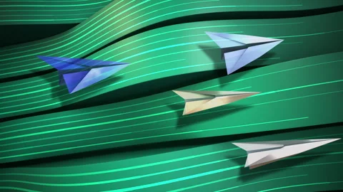 Abstract wavy lines with paper planes Stock Footage 277569253