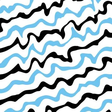 Abstract wavy lines pattern blue and black Stock Illustration