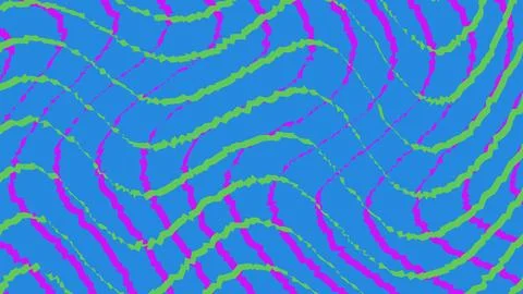 Abstract wavy lines pattern in bright blue pink and green Illustrazione stock