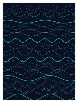 Abstract wavy lines pattern dark background wallpaper digital graphic templat Stock Illustration