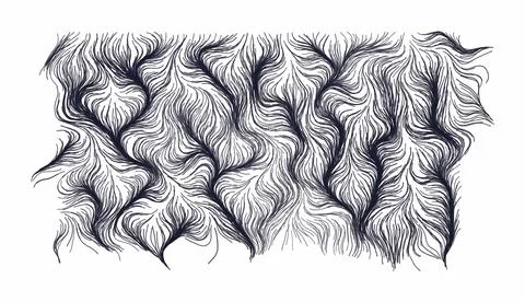Abstract wavy lines pattern. Dark ink strokes flowing across white backgrou.. Stock Illustration