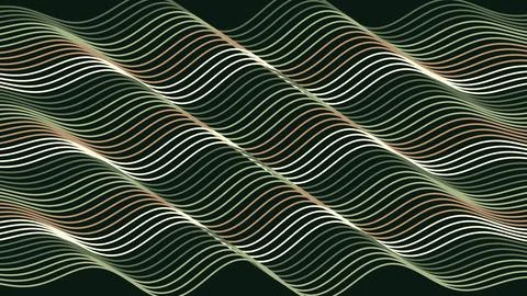 Abstract wavy lines pattern with dark green and gold colors Stock Illustration