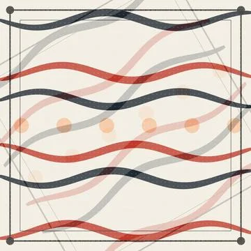 Abstract wavy lines pattern with geometric dots on neutral background Stock Illustration