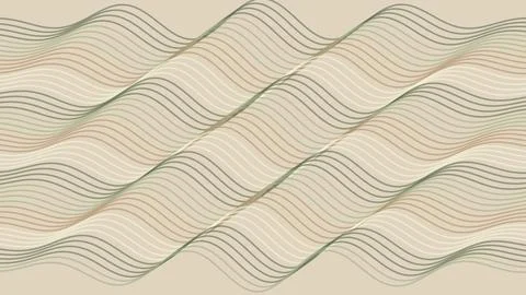 Abstract wavy lines pattern in soft beige and green colors Stock Illustration