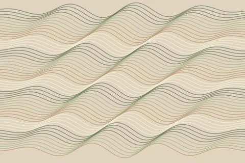 Abstract wavy lines pattern in soft beige and green colors Stock Photos