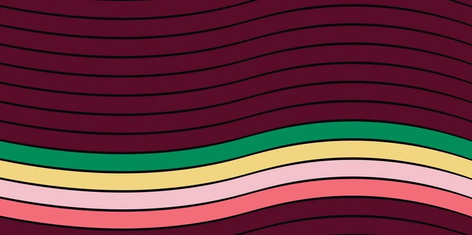 Abstract wavy lines in a repeating pattern with vibrant color bands Stock Illustration