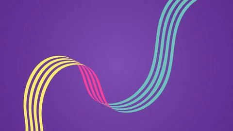 Abstract wavy lines ribbon design dark purple background Ilustração Stock