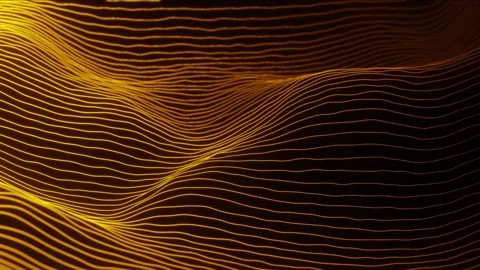 Abstract wavy lines with shake in yellow color. Looped 4k video. Business bac Stock Footage 234893845