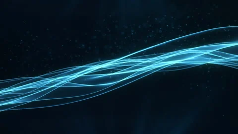 Abstract wavy lines technology background with particles blue light wave effect Stock Footage 159810360
