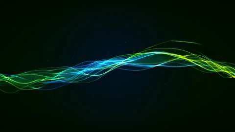 Abstract wavy lines technology background with particles blue light wave effect Stock Footage 190431153