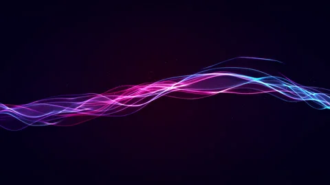 Abstract wavy lines technology background particles blue pink light wave effect Stock Footage 200870401