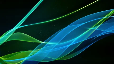 Abstract wavy lines technology background particles blue green light wave effect Stock Footage 200870548