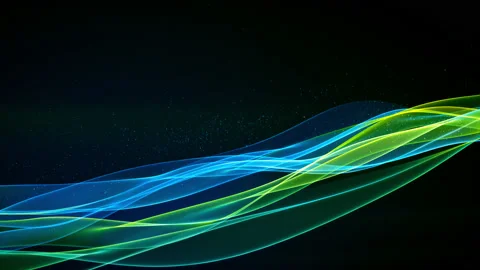 Abstract wavy lines technology background with particles blue light wave effect Stock Footage 212685315