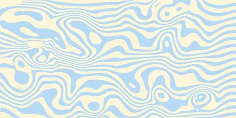 Abstract wavy liquid marble pattern in soft pastel blue and cream colors Stock Illustration