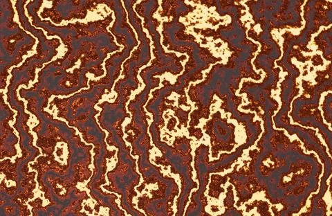 Abstract wavy marbled texture in fiery red orange and brown tones. Illustrazione stock
