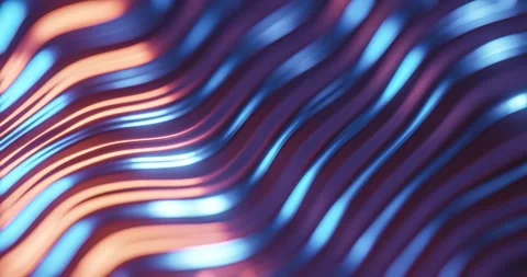 Abstract wavy, metallic stripes moving in warm orange and bluish color. Loo.. Stock Footage 234892029
