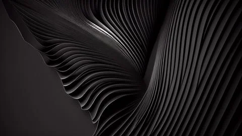 Abstract wavy metallic surface with waves in black color Stock Illustration