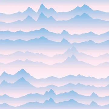 Abstract wavy mountain skyline background. Nature landscape sunr Stock Illustration