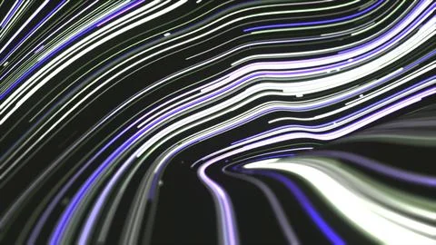 Abstract Wavy Neon Lines Digital Fluid Motion Background Stock Illustration