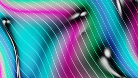 Abstract wavy neon lines flowing on vibrant gradient background. 4K Stock-Footage 345111683
