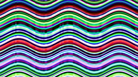 Abstract Wavy Neon Tubes Glowing Bright Rainbow Light Flowing like Lava Stock Footage 117056574