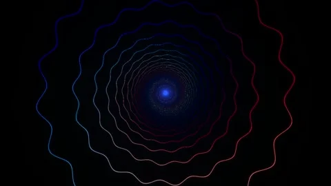 Abstract Wavy Neon Tunnel Loop with Glowing Center and Gradient Colors Stock Footage 346769069