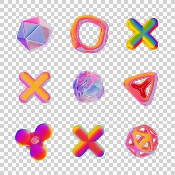 Abstract wavy objects. Set on transparent background. Png. Stock Illustration