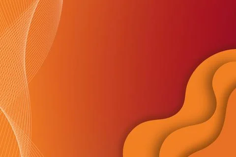 Abstract Wavy Orange Gradient Background with White Lines Decoration Design Stock Illustration