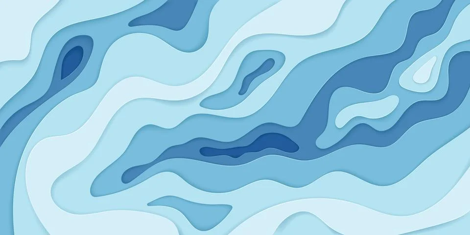 Abstract wavy paper 3d diffusive level element for design banner, poster and  Stock Illustration