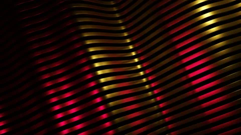 Abstract wavy parallel metal red and golden stripes. Design. Glowing slowly Stock Footage 239264254