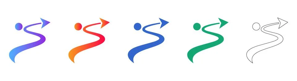 Abstract Wavy Path Directional Icons Set Stock Illustration