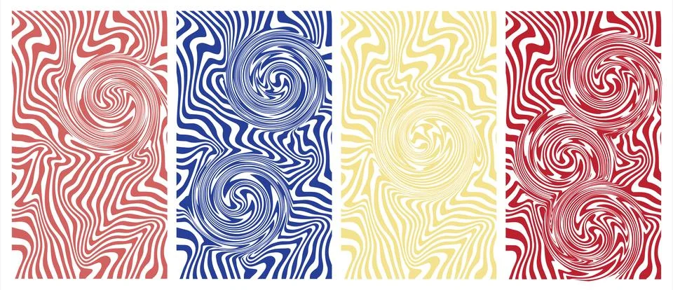 Abstract wavy pattern backgrounds featuring colorful distorted optical Stock Illustration