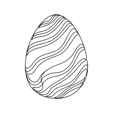 Abstract Wavy Pattern Easter Egg Minimal Line Art Vector Stock Illustration