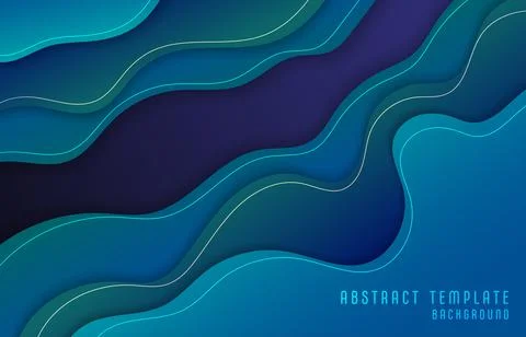 Abstract wavy pattern of gradient blue and green template overlap design. Stock Illustration