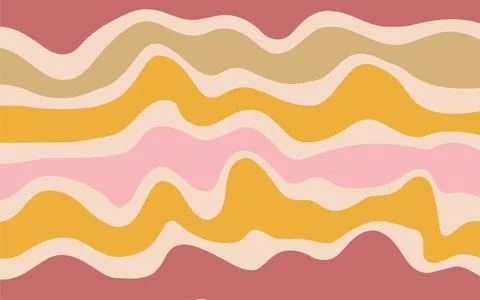 Abstract wavy pattern in shades of dark red, orange, green and pink. Smooth.. Stock Illustration