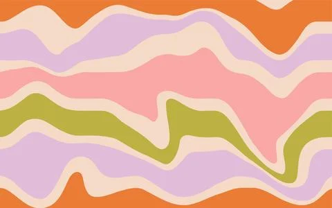 Abstract wavy pattern in shades of pink,green and pastel violet and cream. .. Stock Illustration