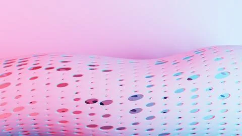 Abstract Wavy Perforated Surface with Soft Pink and Blue Gradient.. Illustrazione stock