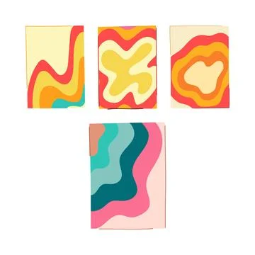 Abstract wavy psychedelic patterns background collection 스톡 일러스트