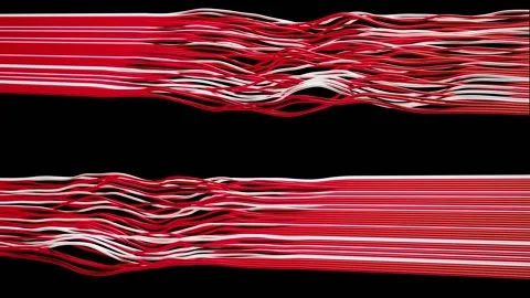 Abstract Wavy Red and White Lines on Top and Bottom, Looping Animation Stock Footage 314474943