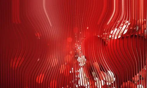 Abstract wavy red background with soft floral patterns seen through distort.. Stock Illustration