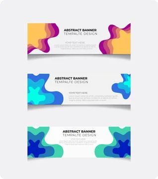 Abstract Wavy Shape Banner Template Set, Stock Illustration