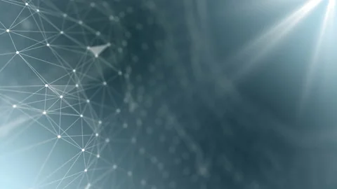 Abstract wavy shape of glowing blue dots. Neural network or artificial Stock Footage 113675109