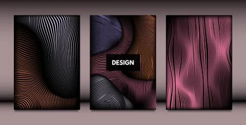 Abstract Wavy Shapes with 3d Effect. Cover Design Templates Set with Vibrant  Stock Illustration