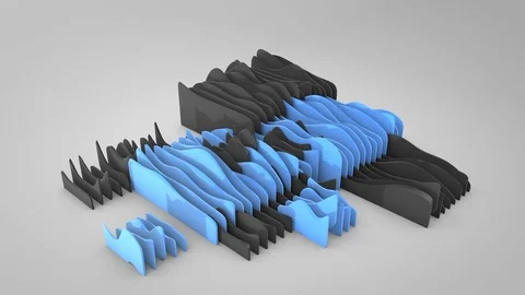 Abstract wavy shapes animation, 3D rendering movie Stock Footage 76278427