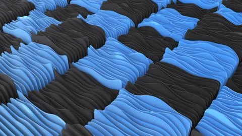 Abstract wavy shapes background, 3D rendering Stock Illustration