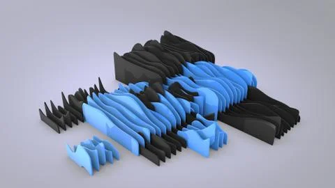 Abstract wavy shapes background, 3D rendering Stock Illustration