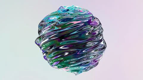 Abstract wavy smooth liquid shape, organic ball, deformation process, Stock Illustration