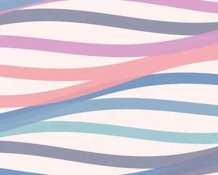 Abstract wavy striped background in soft pink, lavender, and blue, creating.. Stock Illustration