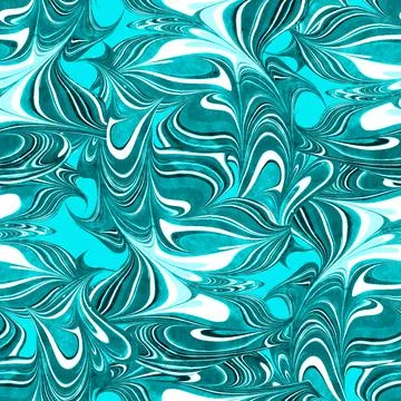 Abstract wavy striped seamless texture with ebru pouring. Stock Illustration