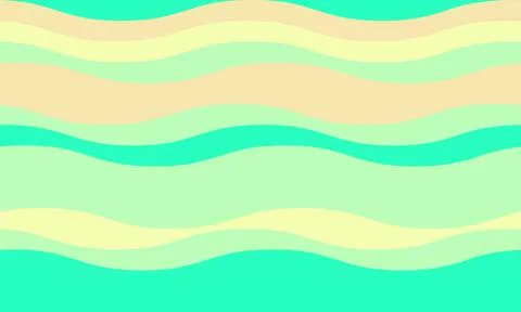 Abstract wavy stripes background in pastel mint green, yellow, and cream tone イラスト素材